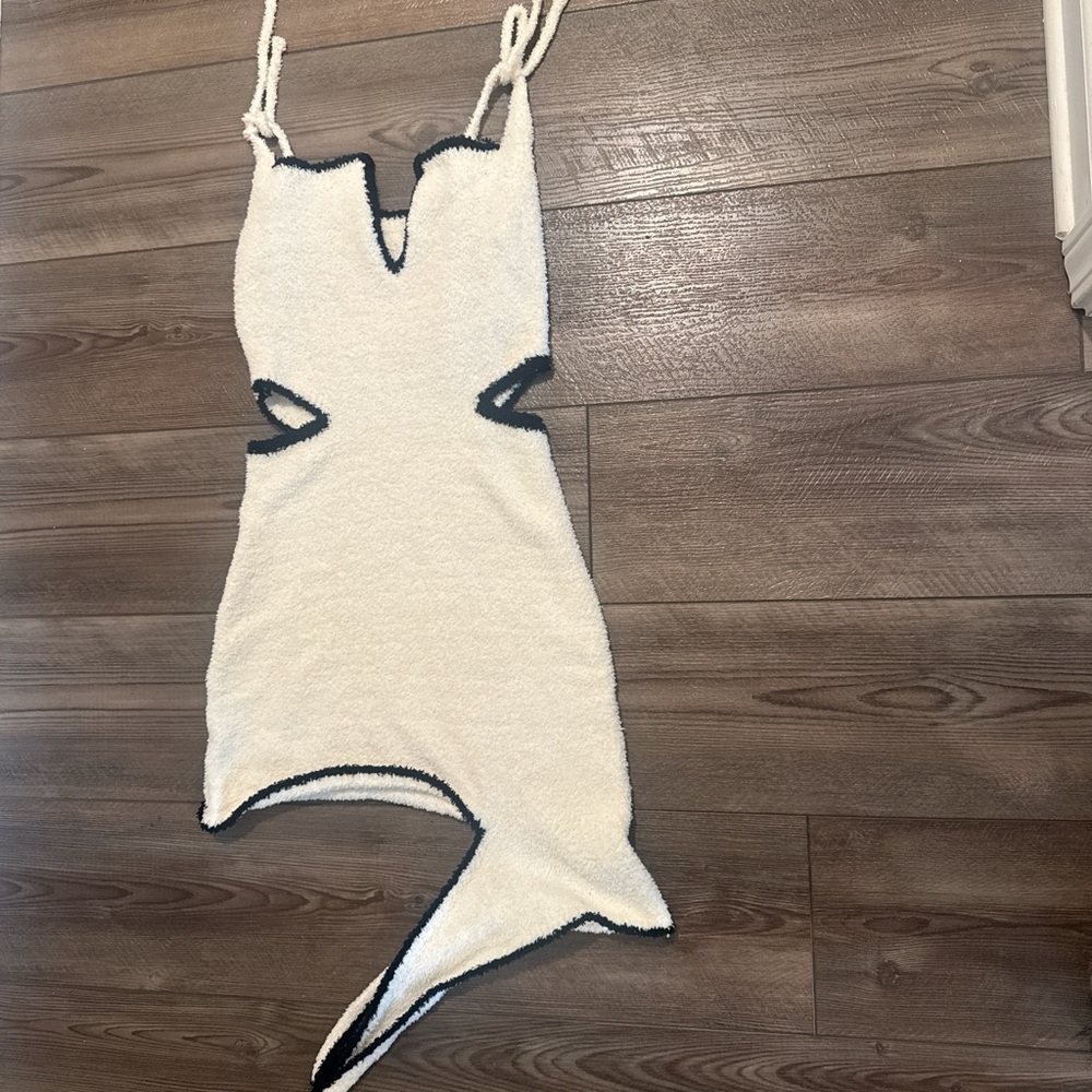 White and Black Asymmetrical Dress
